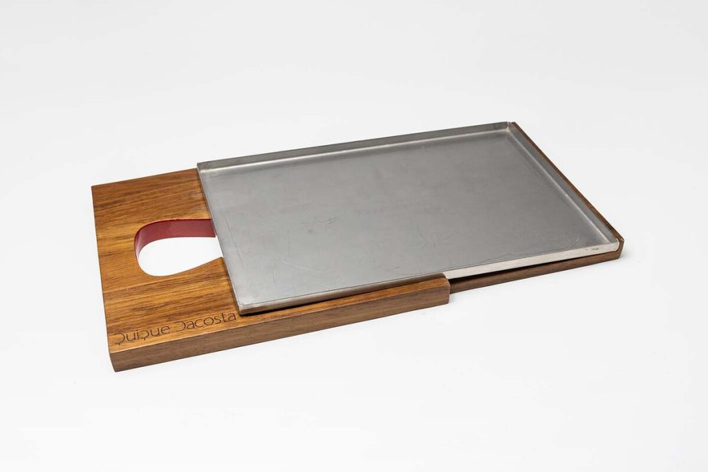 BANDEJA PLANA MADERA Y ACERO Quique Dacosta 0114